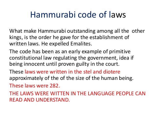 a report on the code of hammurabi a king of babylonia The laws of hammurabi, king of babylonia to the biblical student the code of hammurabi suggests at once a comparison with the laws of moses. a report on the code of hammurabi a king of babylonia The laws of hammurabi, king of babylonia to the biblical student the code of hammurabi suggests at once a comparison with the laws of moses.