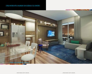 Perspectiva artística do Living - apto. tipo-65,09m2
privativos
ESPAÇO INTERNO APTO A VALORIZAR COM ELEGÂNCIA O SEU CONfORTO.
MATERIAL PRELIMINAR. SUJEITO à ALTERAçõES. MATERIAL PRELIMINAR. SUJEITO à ALTERAçõES.
 
