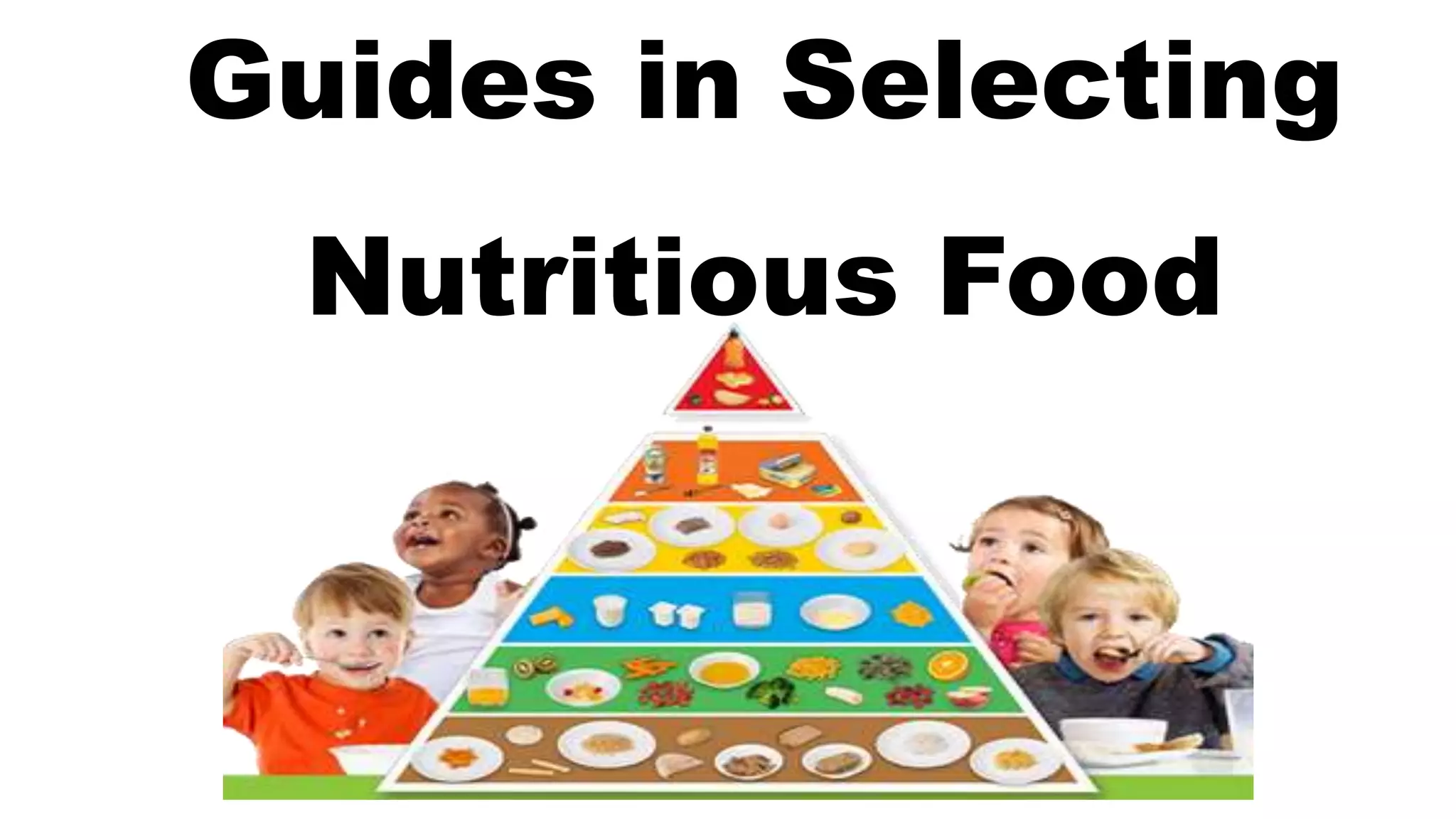 Guides in Selecting
Nutritious Food