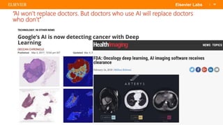 | 19Elsevier Labs
“AI won’t replace doctors. But doctors who use AI will replace doctors
who don’t”
 