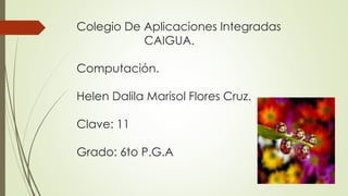 Colegio De Aplicaciones Integradas
CAIGUA.
Computación.
Helen Dalila Marisol Flores Cruz.
Clave: 11
Grado: 6to P.G.A
 
