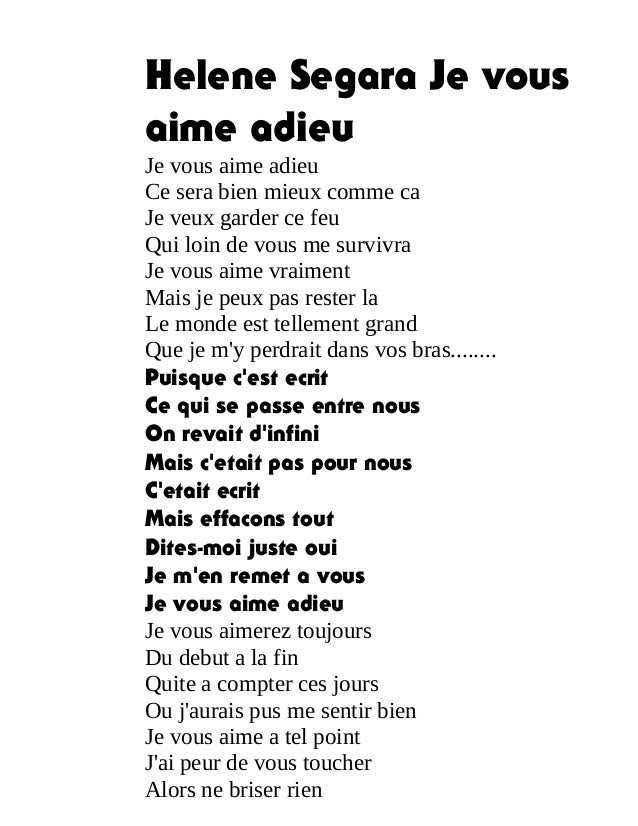 TÉLÉCHARGER HELENE SEGARA JE VOUS AIME ADIEU HELENE VOUS ADIEU SEGARA JE TÉLÉCHARGER AIME