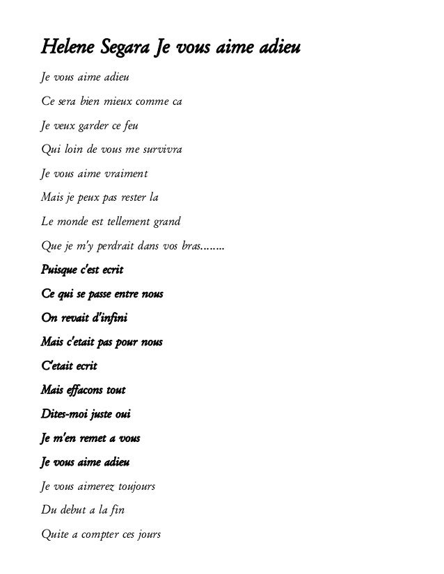 TÉLÉCHARGER HELENE SEGARA JE VOUS AIME ADIEU SEGARA JE AIME ADIEU HELENE VOUS TÉLÉCHARGER