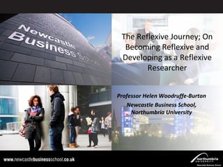 The Reflexive Journey; On
Becoming Reflexive and
Developing as a Reflexive
Researcher

Click to edit Master title style

Professor Helen Woodruffe-Burton
Newcastle Business School,
Northumbria University

Click to edit Master subtitle style

09/01/14

1

 