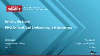 Pedal to the Metal
RHCI for Workload & Infrastructure Management
Bill Helgeson
Principal Domain Architect
Red Hat
Alex Barreto
Principal Domain Architect
Red Hat
 
