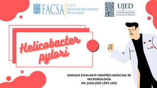 Helicobacter
Helicobacter
Helicobacter
pyloripyloripylori
ENRIQUE ESCALANTE ORDÓÑEZ MEDICINA 3B
MICROBIOLOGÍA
DR. JUAN JOSÉ LÓPE LEOS
 