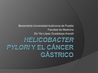 Benemérita Universidad Autónoma de Puebla
Facultad de Medicina
De Yta López Guadalupe Araceli
 