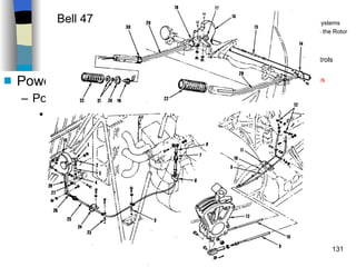 Helicopters Controls Power Systems & Other Components Powerplants Reciprocating  Usually uses Correlated Throttle and Collective Pull up on collective = more blade pitch = more lift/thrust generated = more drag Need more engine power to keep RPM constant Correlation increases throttle automatically as Collective is pulled up (may not do entire job, though) History Configurations Types of Rotor Systems Forces Acting on the Rotor Flight Conditions Controls Stabilizer Controls Vibrations Power Systems Bell 47 
