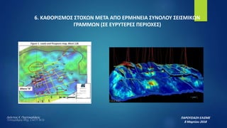 6. ΚΑΘΟΡΙΣΜΟΣ ΣΤΟΧΩΝ ΜΕΤΑ ΑΠΟ ΕΡΜΗΝΕΙΑ ΣΥΝΟΛΟΥ ΣΕΙΣΜΙΚΩΝ
ΓΡΑΜΜΩΝ (ΣΕ ΕΥΡΥΤΕΡΕΣ ΠΕΡΙΟΧΕΣ)
ΠΑΡΟΥΣΙΑΣΗ ΕΛΙΣΜΕ
8 Μαρτίου 2018
Λεόντιος Κ. Πορτοκαλάκης
Τοπογράφος Μηχ. Ε.Μ.Π- M.Sc
 