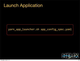 yarn_app_launcher.sh	
  app_config_spec.yaml
Launch Application
26Thursday, June 5, 14
 