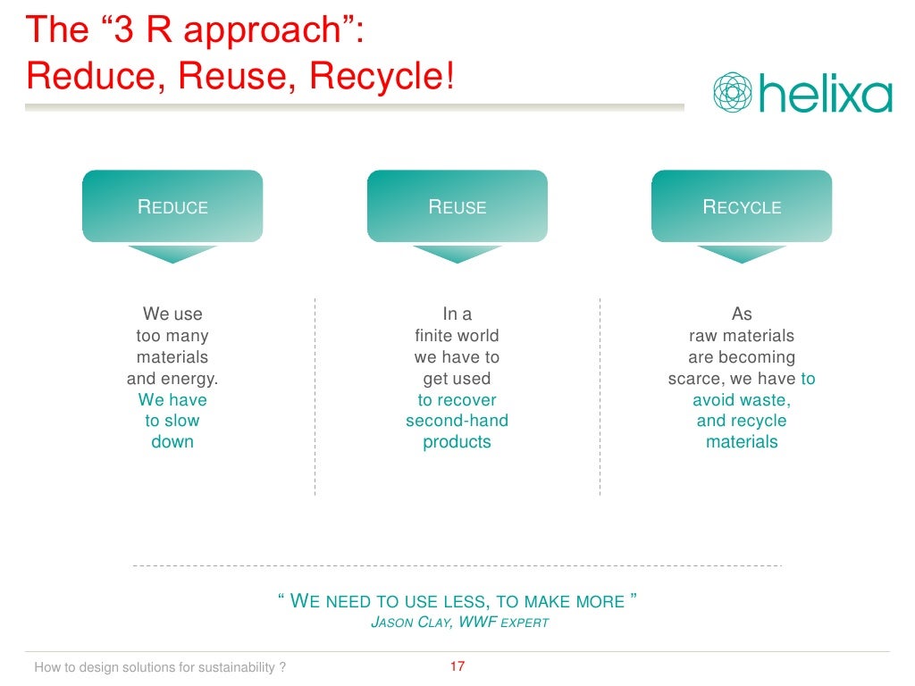 The “3 R approach” Reduce,