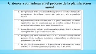 Criterios a considerar en el proceso de la planificación
anual
 