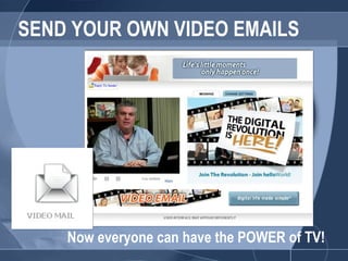 SEND YOUR OWN VIDEO EMAILS Now everyone can have the POWER of TV! 