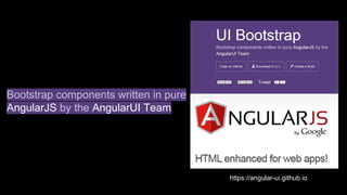 Bootstrap components written in pure
AngularJS by the AngularUI Team
https://angular-ui.github.io
 