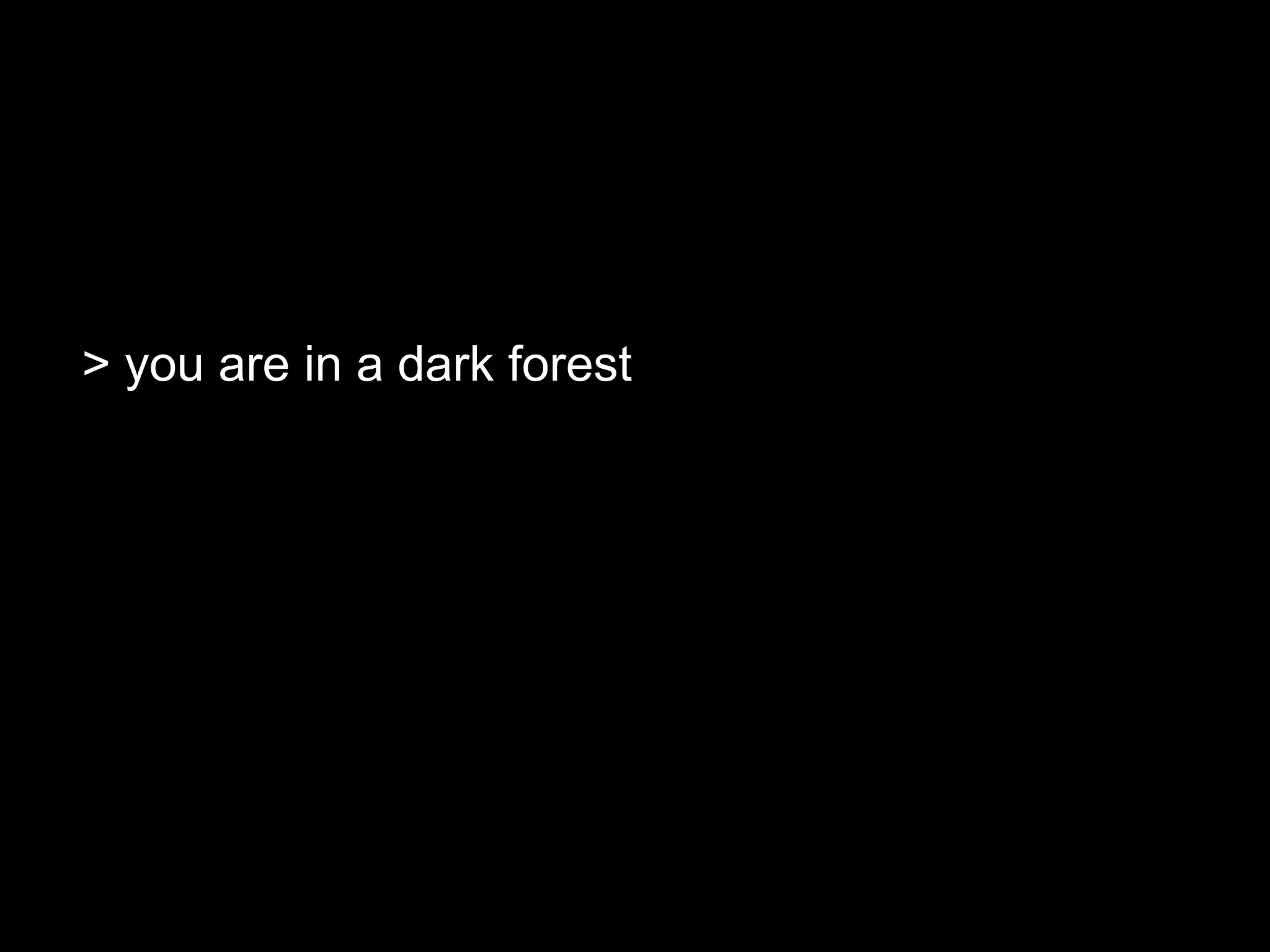 > you are in a dark forest
 