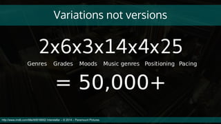 Variations not versions
http://www.imdb.com/title/tt0816692/ Interstellar – © 2014 – Paramount Pictures
 