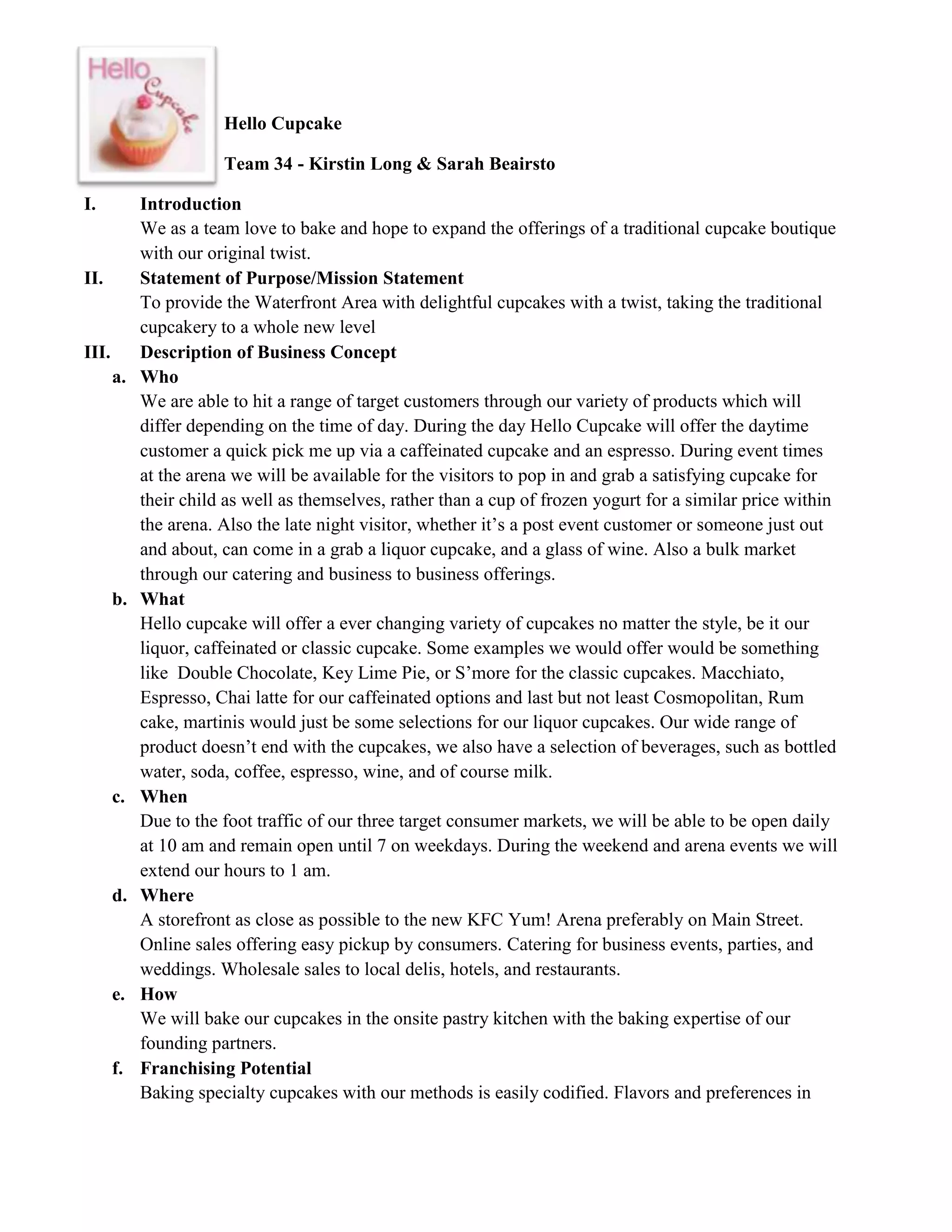 236764-478971Hello Cupcake<br />Team 34 - Kirstin Long & Sarah Beairsto<br />Introduction