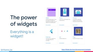 @rihanna_ke
The power
of widgets
Everything is a
widget!!
https://flutter.dev/docs/development/ui/widgets
 
