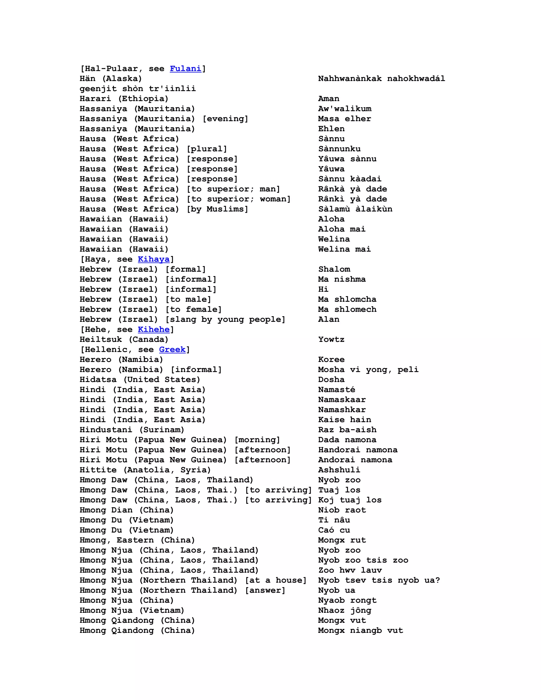 Hello In Many Languages