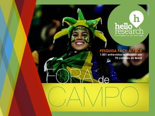 CASES
CAMPO
FORA de
PESQUISA FACE-A-FACE
1.001 entrevistas realizadas em
70 cidades do Brasil
 