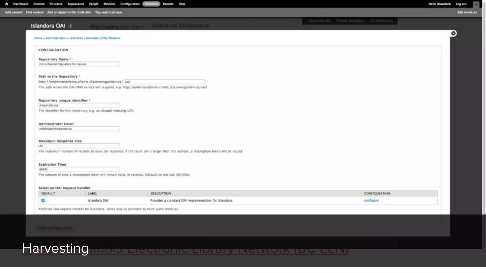 British Columbia Electronic Library Network (BC ELN)Ingest MethodsHarvesting
 