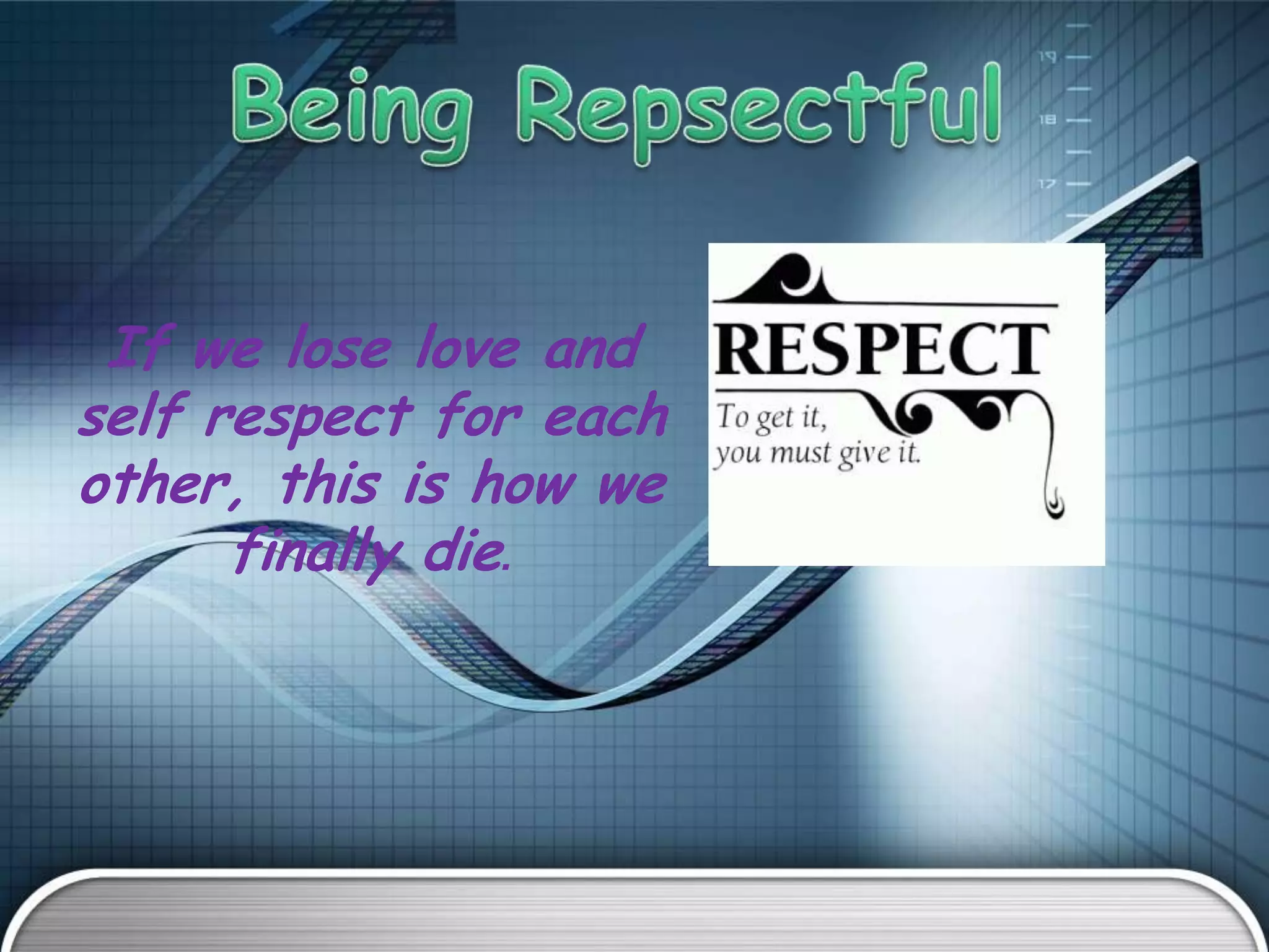 If we lose love and
self respect for each
other, this is how we
      finally die.
 