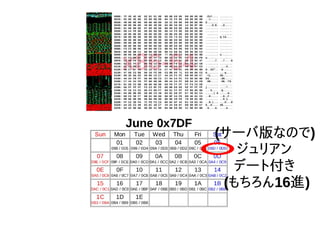 (サーバ版なので)
ジュリアン
デート付き
(もちろん16進)
 