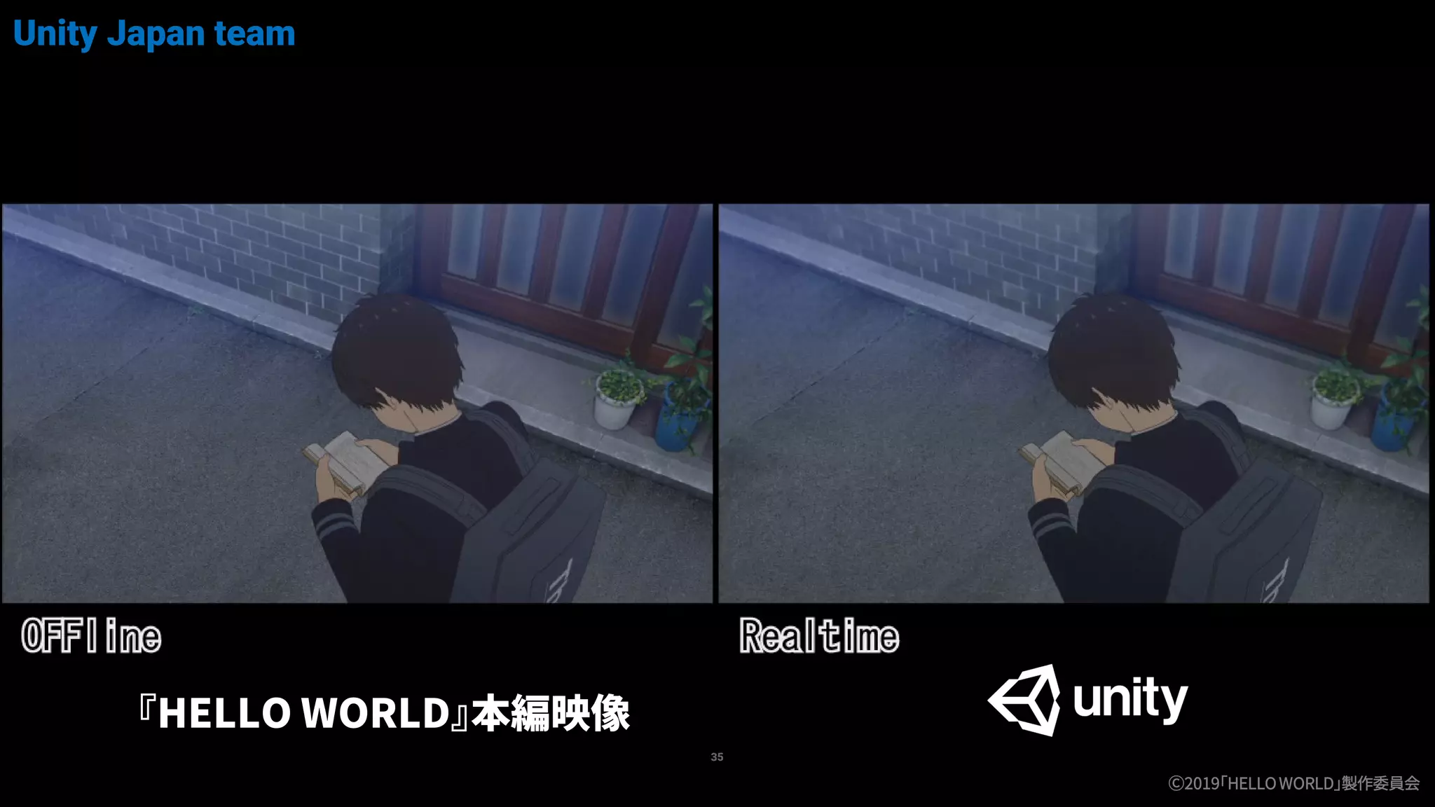 35
Unity Japan team
『HELLO WORLD』本編映像
Ⓒ2019「HELLOWORLD」製作委員会
 