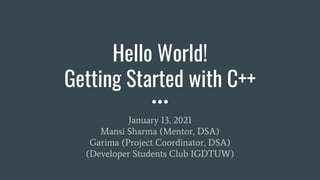 Hello world! Intro to C++ | PPTX