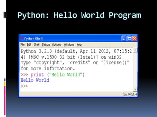 Hello world program | PPTX | Programming Languages | Computing