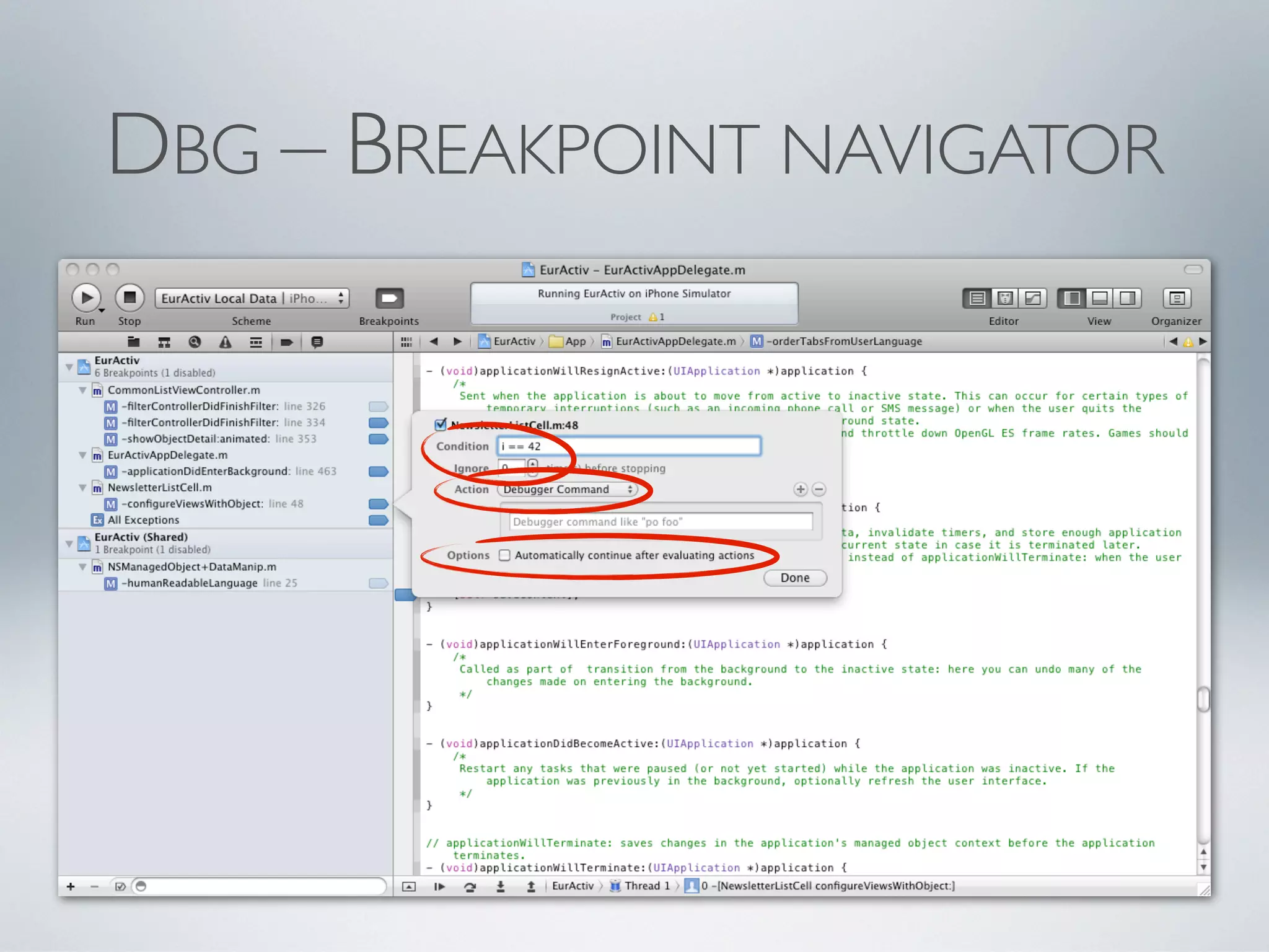 DBG – BREAKPOINT NAVIGATOR
 