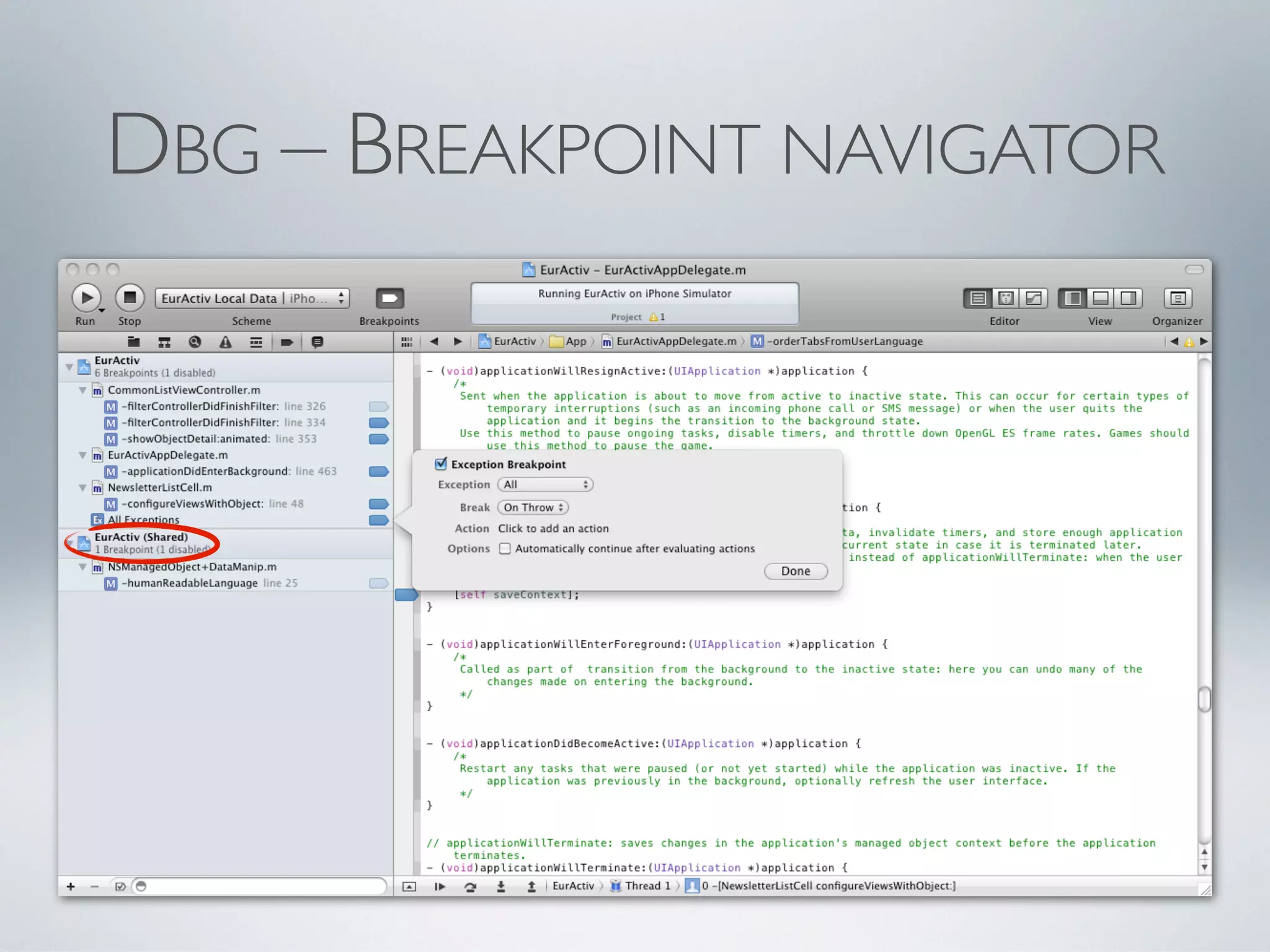 DBG – BREAKPOINT NAVIGATOR
 
