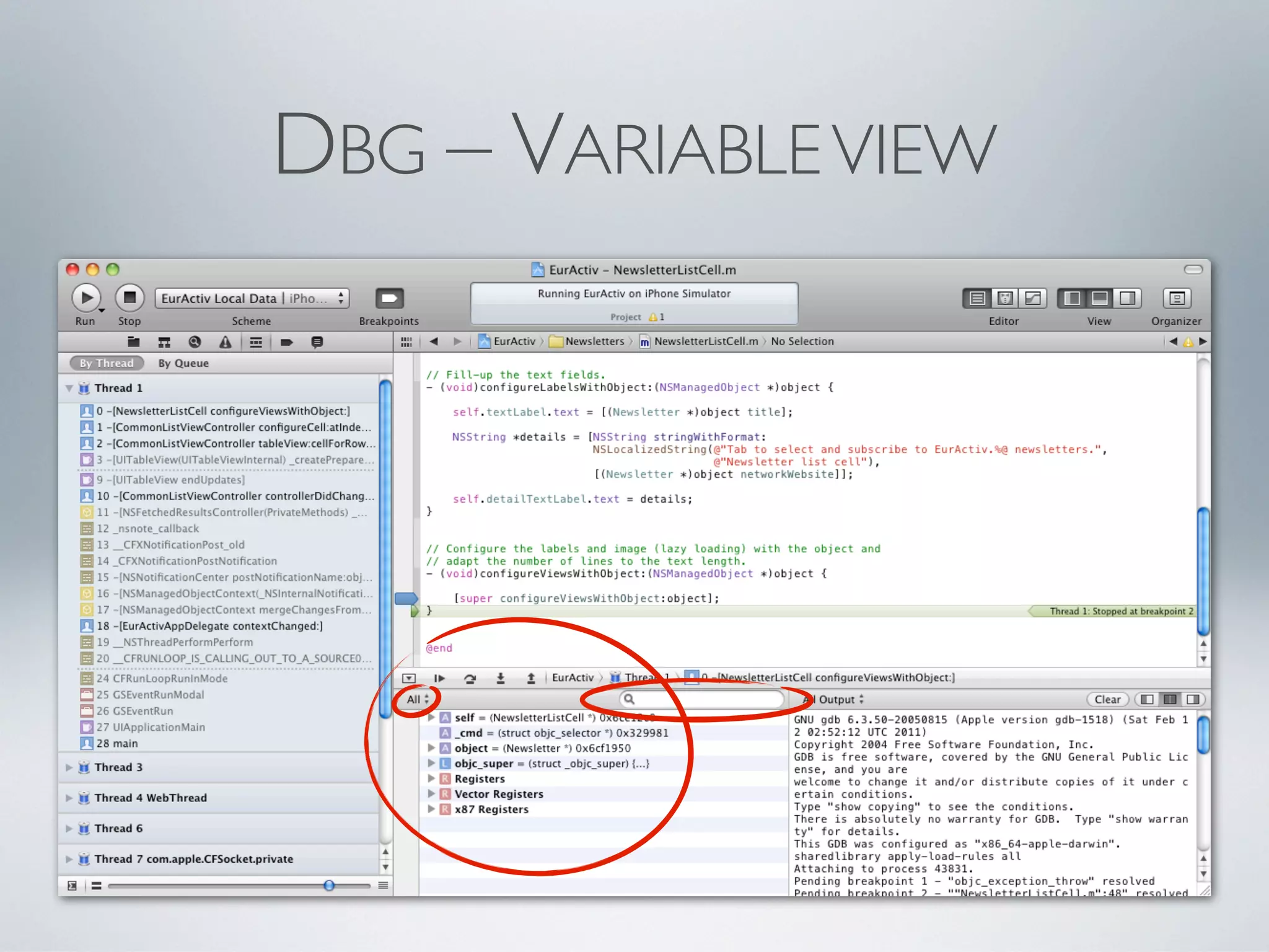 DBG – VARIABLE VIEW
 