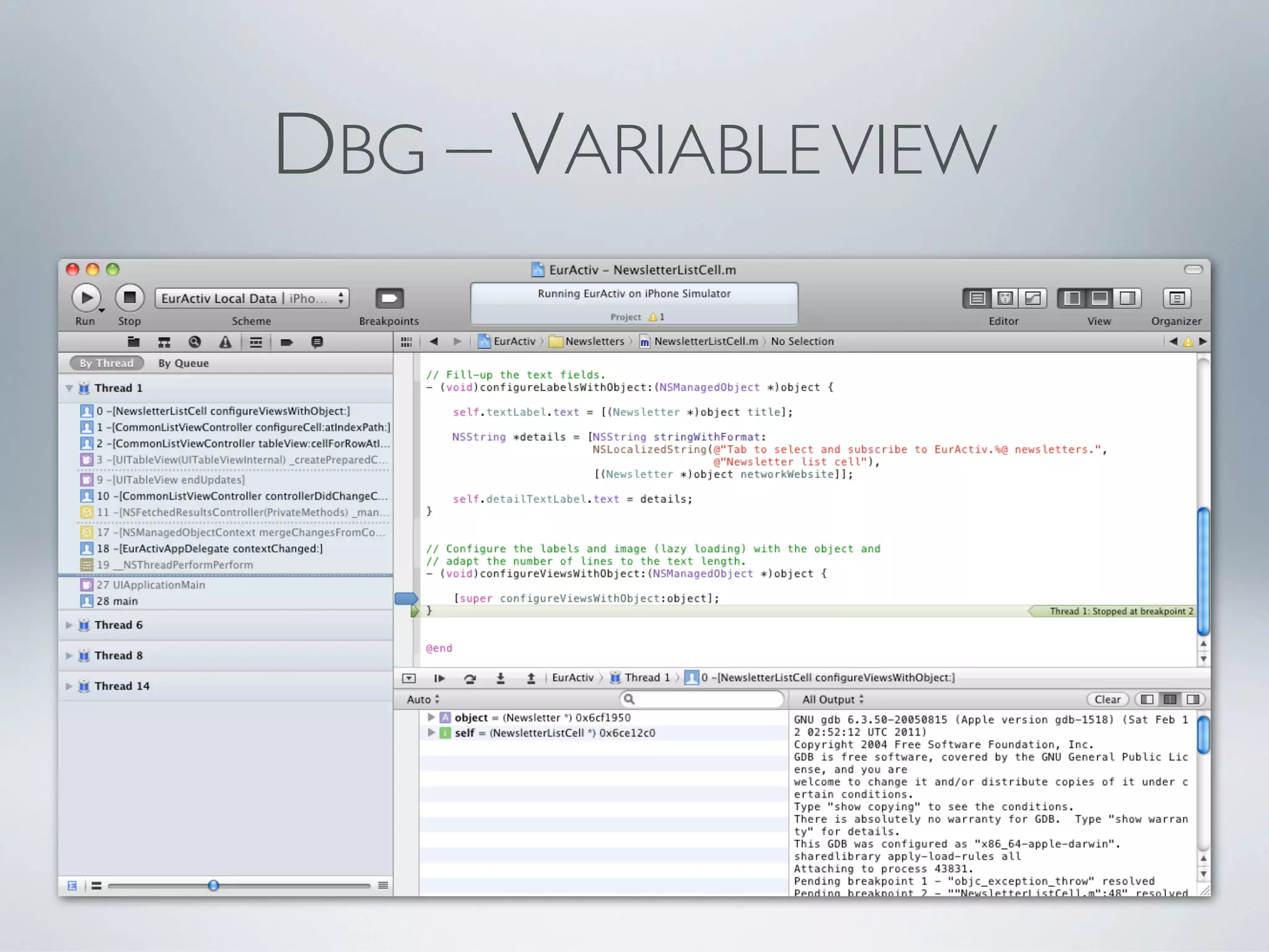 DBG – VARIABLE VIEW
 