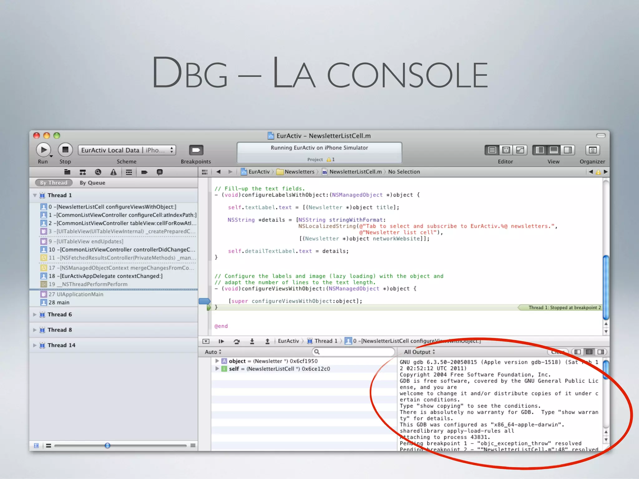 DBG – LA CONSOLE
 