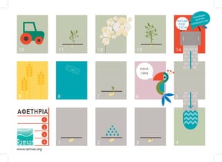 10

11

12

13

ΠΑΙΞΕ
ΞΑΝΑ

κόλ

λα

9

14

8

7

6

5

1

2

3

4

ΑΦΕΤΗΡΙΑ
1
2
3
4
www.ramsar.org

κόλλα

κόλλα

ΠΗΓΑΙΝΕ
ΠΙΣΩ
ΣTO 4

λησες
Σπατά στις
νερό
ου
ειές σ
λλιέργ
κα

 