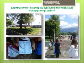 Δραστηριότητα 14: Καθαρίζω εθελοντικά την παραλίμνια
περιοχή και την υιοθετώ
Θεματική Ενότητα 3:
Αναλαμβάνω δράση
 