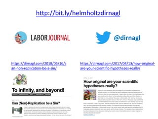 https://dirnagl.com/2018/05/16/c
an-non-replication-be-a-sin/
https://dirnagl.com/2017/04/13/how-original-
are-your-scientific-hypotheses-really/
http://bit.ly/helmholtzdirnagl
@dirnagl
 