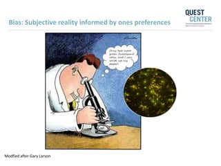 Modfied after Gary Larson
Bias: Subjective reality informed by ones preferences
 