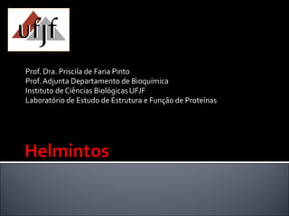 Prof. Dra. Priscila de Faria Pinto
Prof.Adjunta Departamento de Bioquímica
Instituto de Ciências Biológicas UFJF
Laboratório de Estudo de Estrutura e Função de Proteínas
 