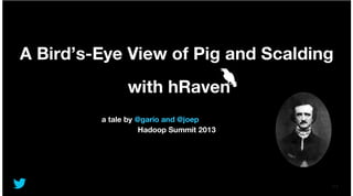 A Bird’s-Eye View of Pig and Scalding
with hRaven
a tale by @gario and @joep
Hadoop Summit 2013
v1.2
 