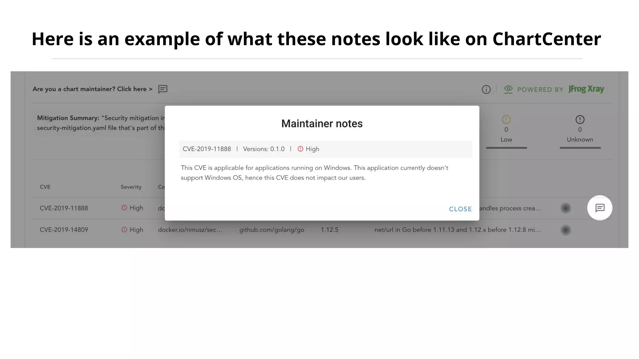 Here is an example of what these notes look like on ChartCenter
 