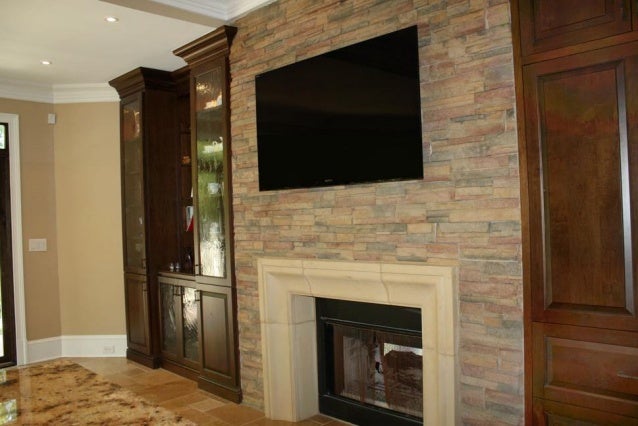 Helmsley Drive Kitchen Renovation Stacked Stone Fireplace