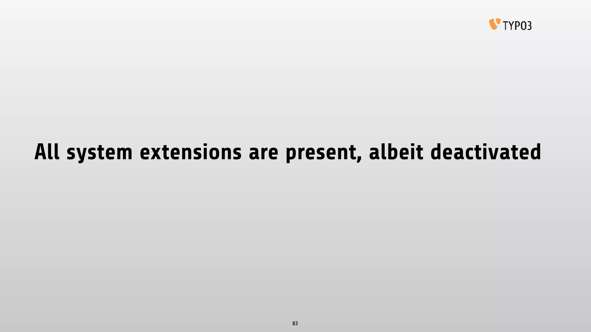 All system extensions are present, albeit deactivated
83
 