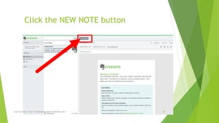 Click the NEW NOTE button 
read my story: http://simplyamazingva.wordpress.com 45 
 