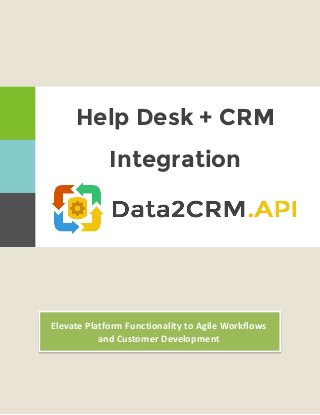Elevate Platform Functionality to Agile Workflows
and Customer Development
Help Desk + CRM
Integration
 