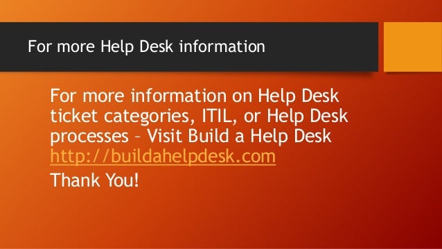 Help Desk Ticket Categories And Classification Scheme