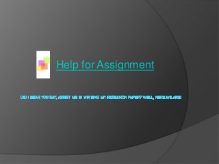 Help for Assignment
 
