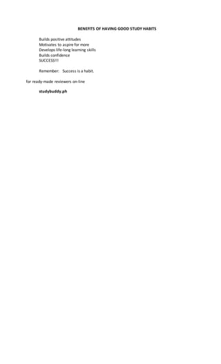 Helping children develop study habits handout | DOCX
