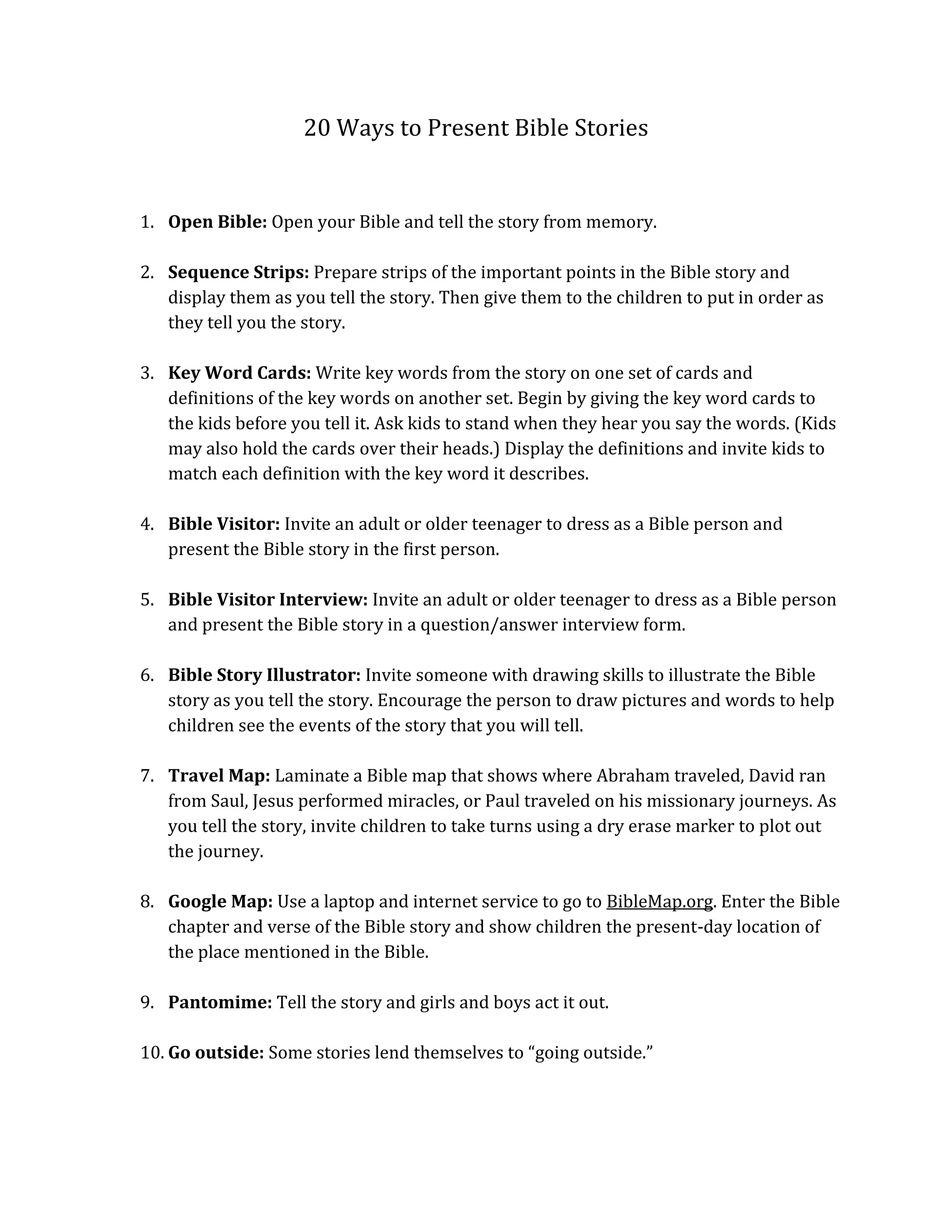 Helping Children Embrace Bible Study - Ways to Present Bible Stories | DOCX